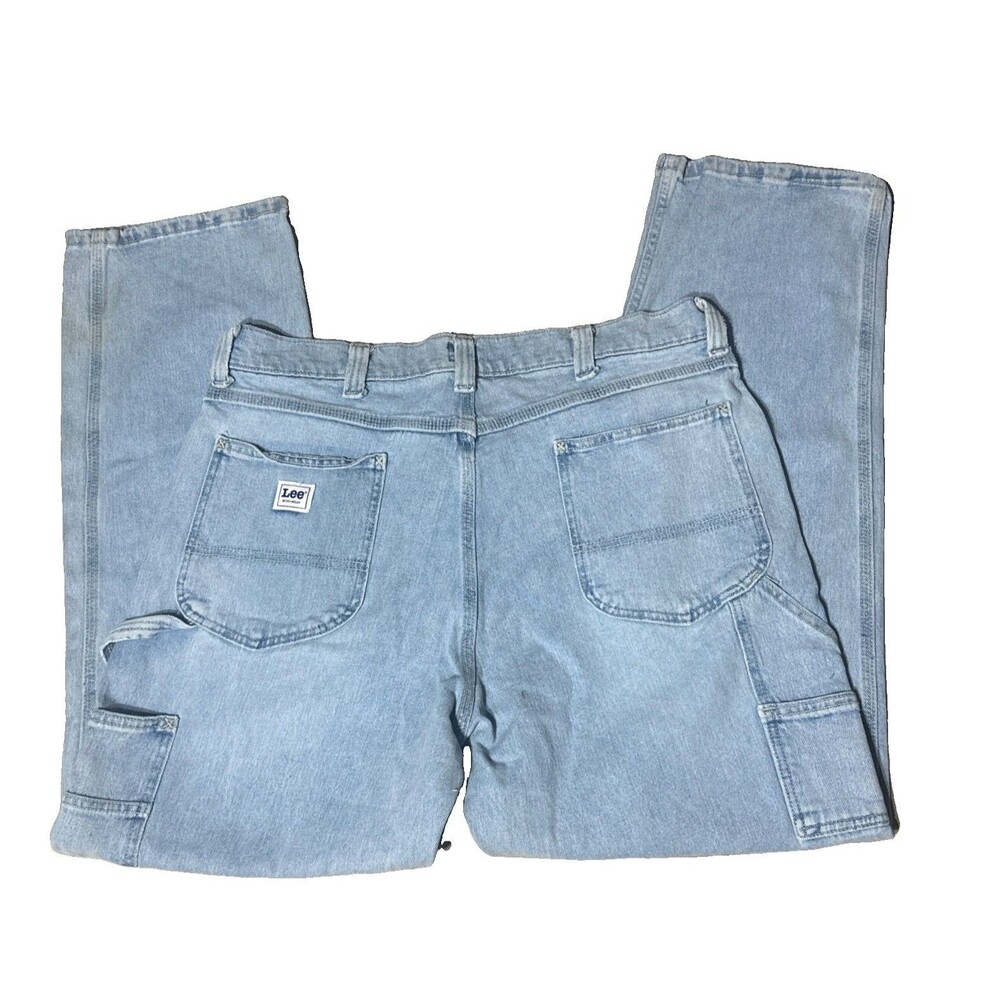 Lee Carpenter Jeans Mens 36 X 32 Union Fade Loose Light Blue Wash Denim Workwear